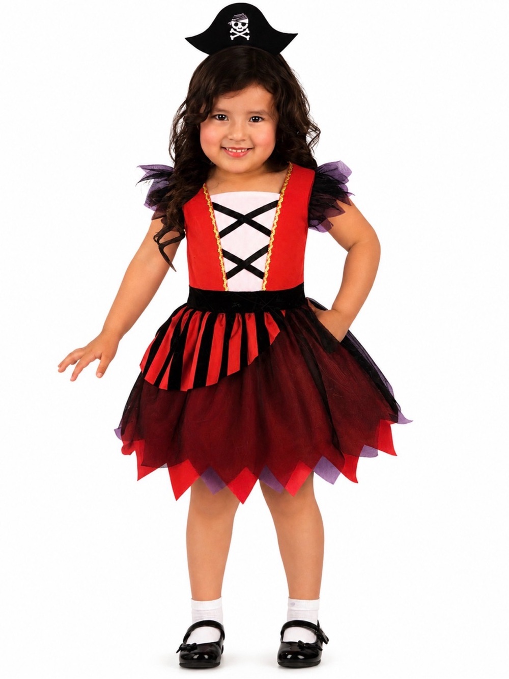 Girls Red and Black Pirate Costume Dress - Kids Costume